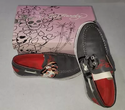 Women's Vintage Gray Ed Hardy Dera Boat Shoes Sz 8 RARE • $74.99