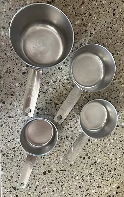 4 Vintage FOLEY Measuring Cups Stainless Steel Metal Set 1 1/21/31/4 Cups • $25