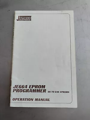 Vintage Jameco Electrical JE664 EPROM Programmer 8K - 64K Operations Manual • $39.99