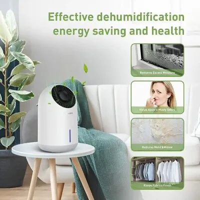 Compact Mini Portable Dehumidifier 1500ml (322 Sq Ft) With UL Certified Adapter • $60