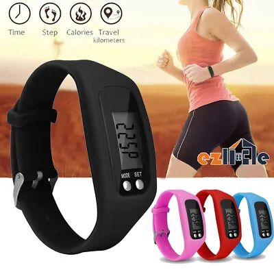 Fitness Tracker Digital Pedometer Walking Step Calorie Counter Wrist Watch New • $8.99