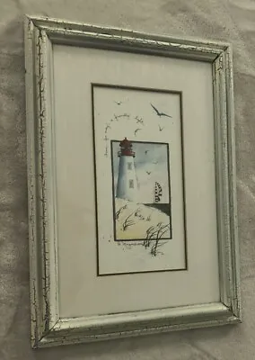 D Morgan Signed And Dated 1994 Lighthouse Print Framed Far Away ..... • $22