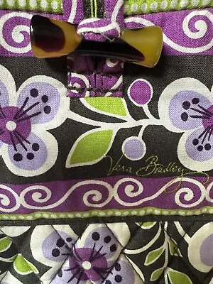 Vera Bradley Plum Petals (retired) Cotton Tote 12x14” 3 Inside Pockets NWOT • $40