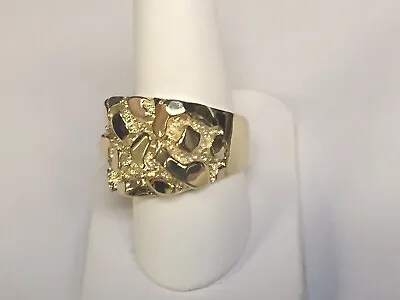 14k Yellow Gold Nugget Design Fashion Men's Ring 23 Grams • $2125