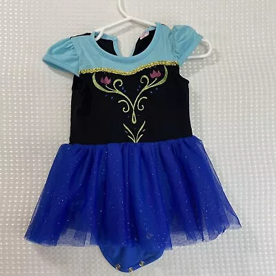 Frozen ANNA ELSA Bodysuit Dress Costume Sz 6m Dark Blue • $6.50