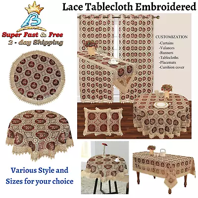 $61.42 • Buy Lace Tablecloth Table Cloth Cover Round Square Oval Rectangle Burgundy Vintage