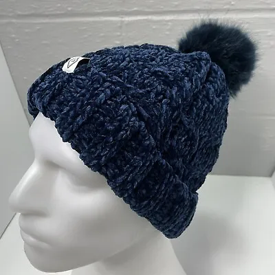 VERA BRADLEY Winter Hat Cap Womens Pom Pom Blue Beanie Stocking • $11.24