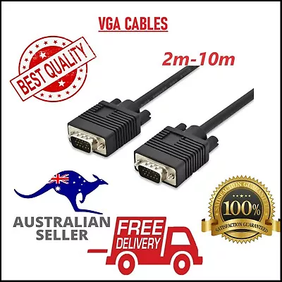 2M 3M 5M 10M PREMIUM VGA PC Monitor LCD Laptop Male To Male Cable (2pcs) • $18