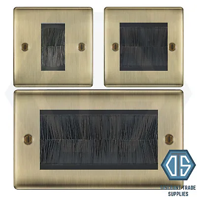 BG Antique Brass Single & Double Gang Brush Cable Entry Wall FacePlate TV Outlet • £11.99