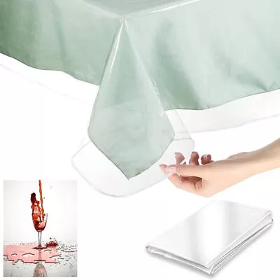 Heavy Duty Clear Vinyl Tablecloth Protector Waterproof Table Cover 70X108 Oblong • $18.94