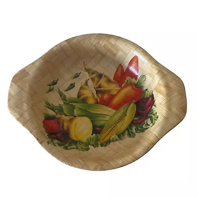 Woven Bamboo Bowl Vintage Vegetables 1960's • $12.70