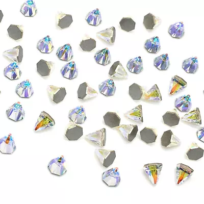 8 Swarovski 2019 Round Spike Flatback 4x4mm Nail Art Tiny CRYSTAL AB 001 AB *NEW • $11.15