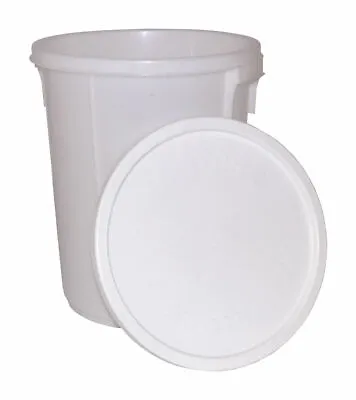 25l White Storage Bucket Moulded Handle Plastic Resealable Tamper Evident Lid • £11.25