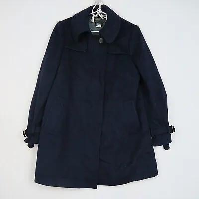 J.Crew Womens Trench Coat Jacket Size 8(US) Or 12(AU) Navy BlueWool Long Sleeve • $63.99