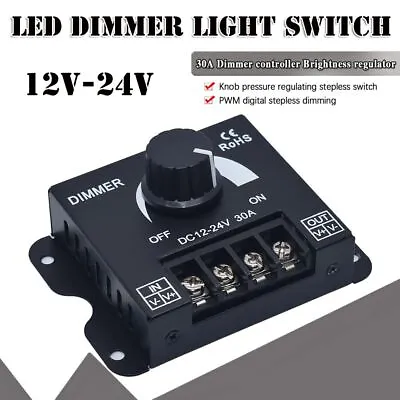 12V-24V Lamp Bulb Strip Driver Adjustable Brightness LED Dimmer Light Switch • £5.75