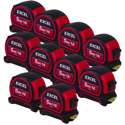 Excel PVC Tape Measure 5m 16ft Measure Metric / Imperial Pack Of 10 • £25.99