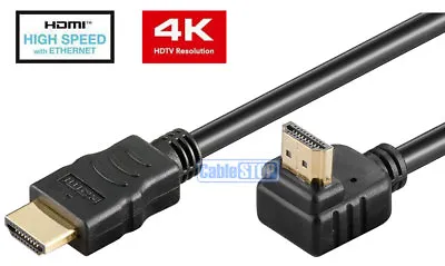 $5.13 • Buy 1 METRE 4K Ultra HD 2160p HDMI To RIGHT ANGLE ETHERNET Cable ARC 3D TV LEAD 1m