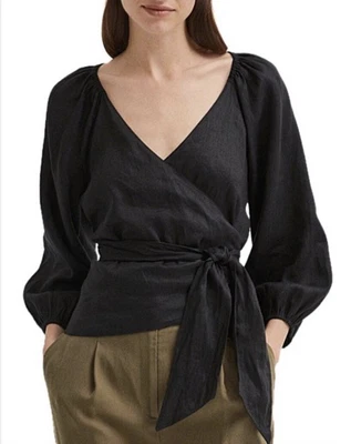 $22 • Buy Witchery Organic Linen Wrap Blouse Top Size 8