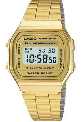 £17.99 • Buy CASIO Retro Classic Mens Digital Steel GOLD Bracelet Watch-A168WG-9EF UK