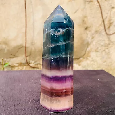 534g Natural Colored Fluorite Obelisk Quartz Crystal Energy Column Healing • $9.50