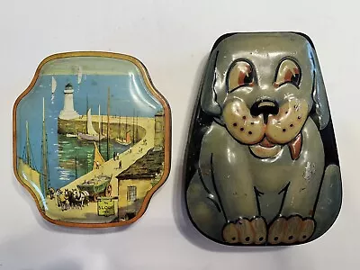 2 Vintage George W. Horner England Toffee Tin Blue Dog & St Ives Cornwall • $13.79