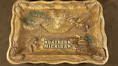 Vintage Bowl Northern Michigan UP Native American Deer Mackinac Cabin Decor • $28.50