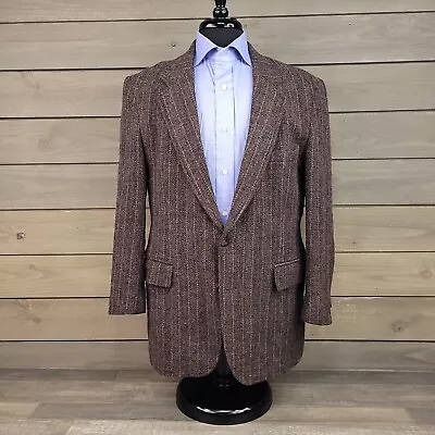 Vintage Levis Blazer Mens 42R Purple Tweed Striped Sport Coat 2 Button Jacket • $38.95