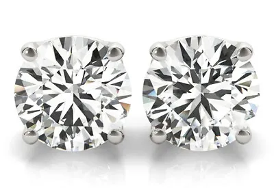 1.5 Carat Round Diamond Stud 14k White Gold Earrings E Color I-Flawless GIA • $11880