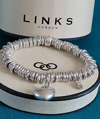 Genuine Links London Sweetie Bracelet + Puff Heart Charm Size Medium Wt 59.17gs • £65