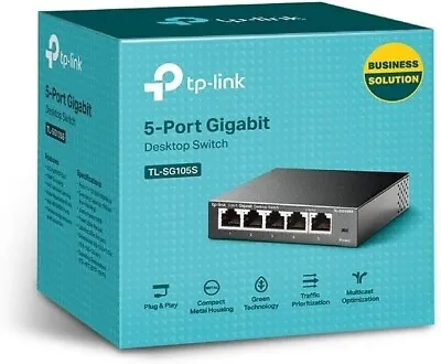 5 Port Gigabit Ethernet Network Switch Ethernet Splitter TP-Link TL-SG105S • £16.99