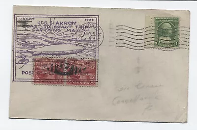 1932 USS Akron Zeppelin Coast To Coast Flight Cover [6525.348] • $14.99