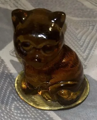 Vintage Viking Glass Amber Glass Cat Sitting Figurine • $29.99