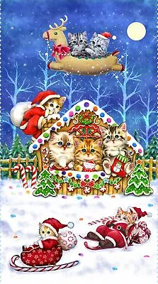$7.90 • Buy Kitten Christmas Dear Santa, Cotton Panel, $3.99 Ships Any Amount Of Fabric