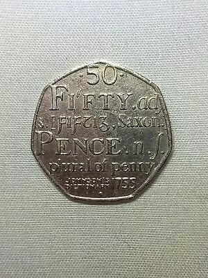 Rare 50p Coin Saxon Johnson's Dictionary 1755 Fifty Pence Penny Plural 2005 • £40