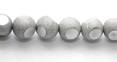 5 Large Textured Glass Mirror Asteroid Metallic Silver Round Focal Beads 12 Mm • £1.25