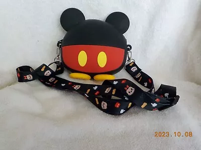 Disney Mickey Mouse Small Red And Black Silicone Purse W/ Long Adjustable Strap • $16.50