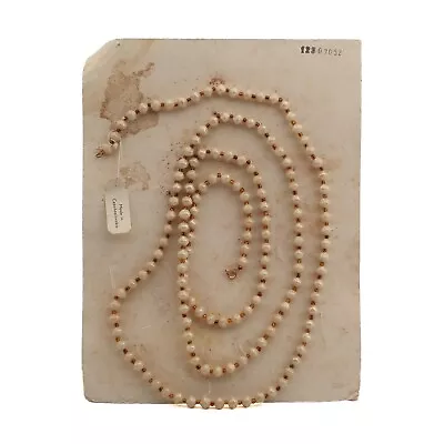 Vintage Czech Necklace Beige Lustre Glass Beads 50  • $40