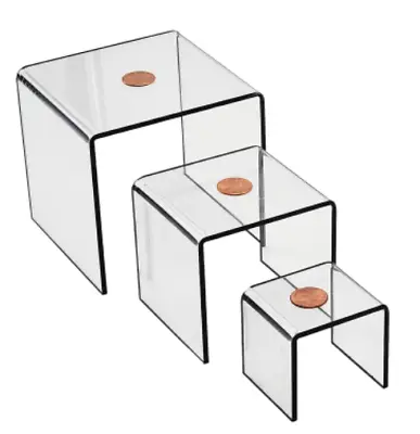 $9.99 • Buy Clear Acrylic Riser Display Stand Set Of 3 Jewelry Collectible Showcase Displays