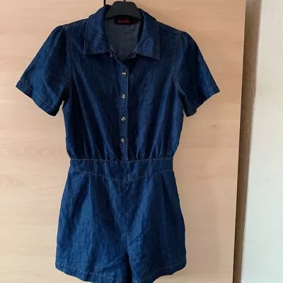 Motel Rocks Women Short Sleeve Denim Playsuit Size Small Uk 8/10 • $43.52