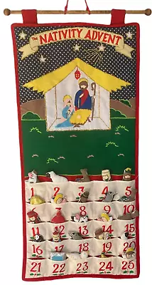 VTG Fabric Advent Calendar Christmas Countdown Nativity Scene 1995 / 24 Figures • $22.75