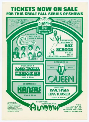 $99.95 • Buy QUEEN Robin Trower CHICAGO Original 1977 Las Vegas Concert Handbill