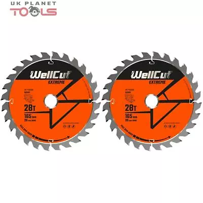 WellCut TCT Saw Blade 165mm X 28T X 20mm Bore For Makita SP6000DSP600 Pack Of 2 • £14.69