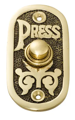 Ornate Oval Brass80 X 40 Mm 12 V Wired Door Bell Pressbutton2 Finishes • $25.85