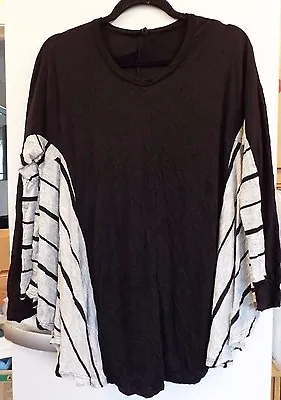£22 • Buy Yong Kim Stripe Contrast Top Black Grey Size 10 Rrp £85