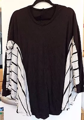 Yong Kim Stripe Contrast Top Black Grey Size 10 Rrp £85 • £22