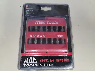 New Unused Mac Tools # Pbd28s 28 Piece 1/4  Drive Bit Set W/ Holder • $30.98