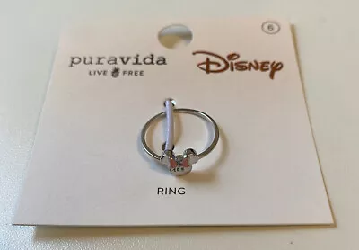 NEW Puravida Disney MINNIE MOUSE PINK BOW Delicate Silver Finish Ring SIZE 6  • $12.99