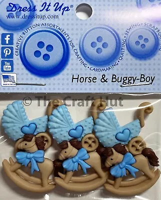 Dress It Up Novelty Shank Buttons Baby Horse & Buggy-Boy Pram Sew Craft Fun New • £4.79