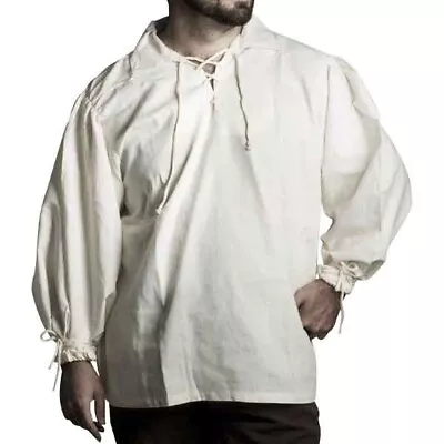 Medieval Renaissance Shirt 100% Cotton Laced Front 4XL • $40