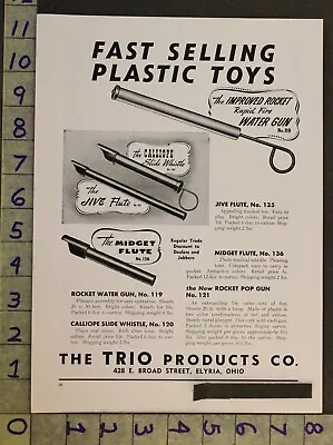 1949 Toy Ad Water Gun Slide Calliope Whistle Flute Pop Trio Product Elyria Tc82 • $21.95